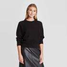 Women's Crewneck Mesh Pullover Sweater - Prologue Black