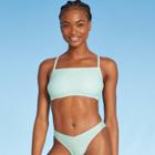 Juniors' Bralette Bikini Top - Xhilaration Light Blue Foil Print D/dd Cup