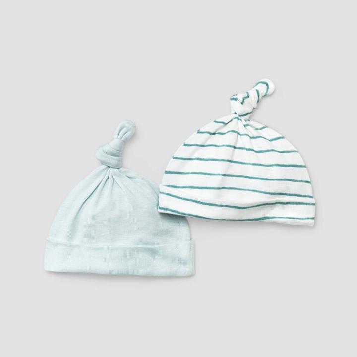 Baby Boys' 2pk Hats - Cloud Island Aqua Blue Newborn