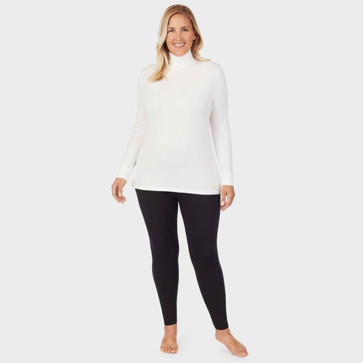 Warm Essentials By Cuddl Duds Women's Smooth Stretch Thermal Turtleneck Top - Ivory
