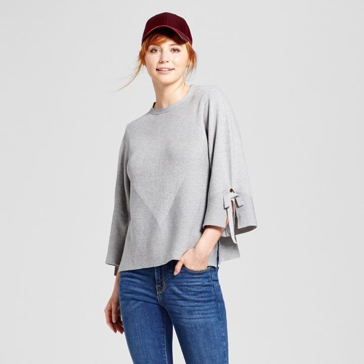 Cliche Women's Tie Bell Sleeve Pullover Sweater - Clich Gray