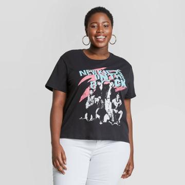 Live Nation Women's Plus Size New Kids On The Block Short Sleeve Graphic T-shirt - Black