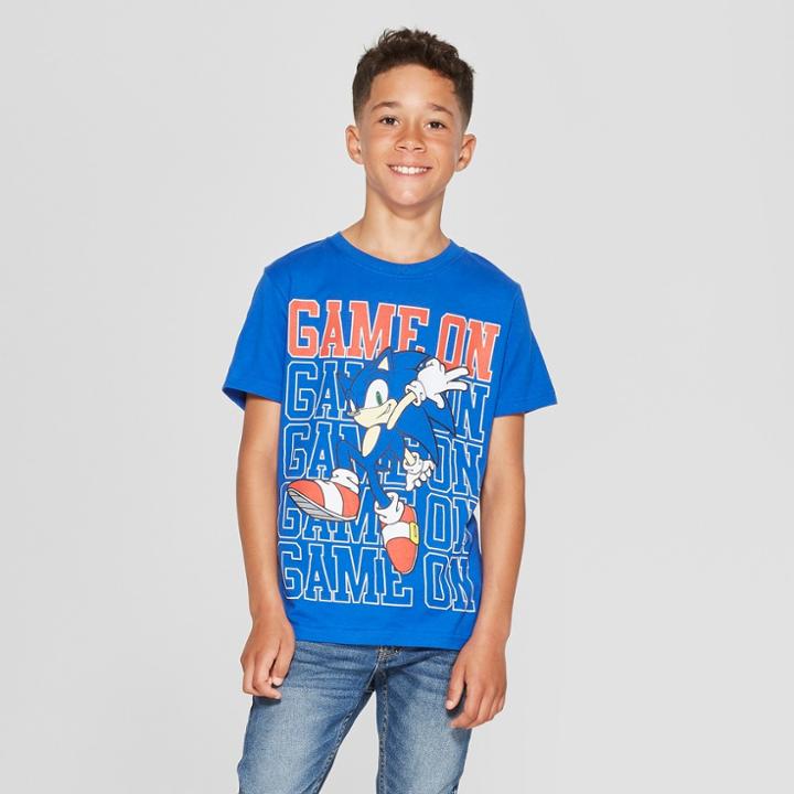 Boys' Sega Sonic The Hedgehog Game On Short Sleeve T-shirt - Royal Blue