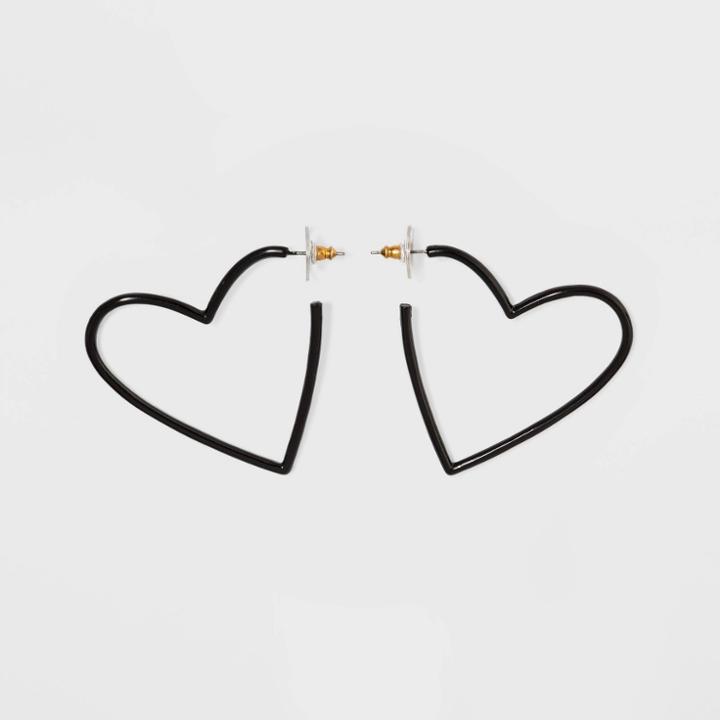 Target Sugarfix By Baublebar Coated Heart Hoop Earrings - Black, Girl's