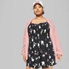 Women's Plus Size Floral Short Sleeve Smocked Top Romper - Wild Fable Black