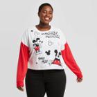 Women's Disney Mickey Plus Size Cartoon Long Sleeve Graphic T-shirt - White