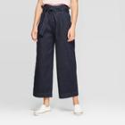 Women's High-rise Regular Fit Wide Leg Paperbag Cropped Pants - A New Day Indigo 2, Women's, Blue