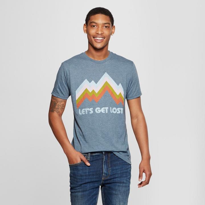 Men's Short Sleeve Let's Get Lost Retro Graphic T-shirt - Awake Navy