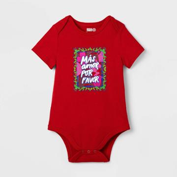 No Brand Latino Heritage Month Baby Mas Amor Bodysuit - Red Newborn