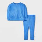 Baby Long Sleeve Waffle Top & Bottom Set - Cat & Jack Blue Newborn