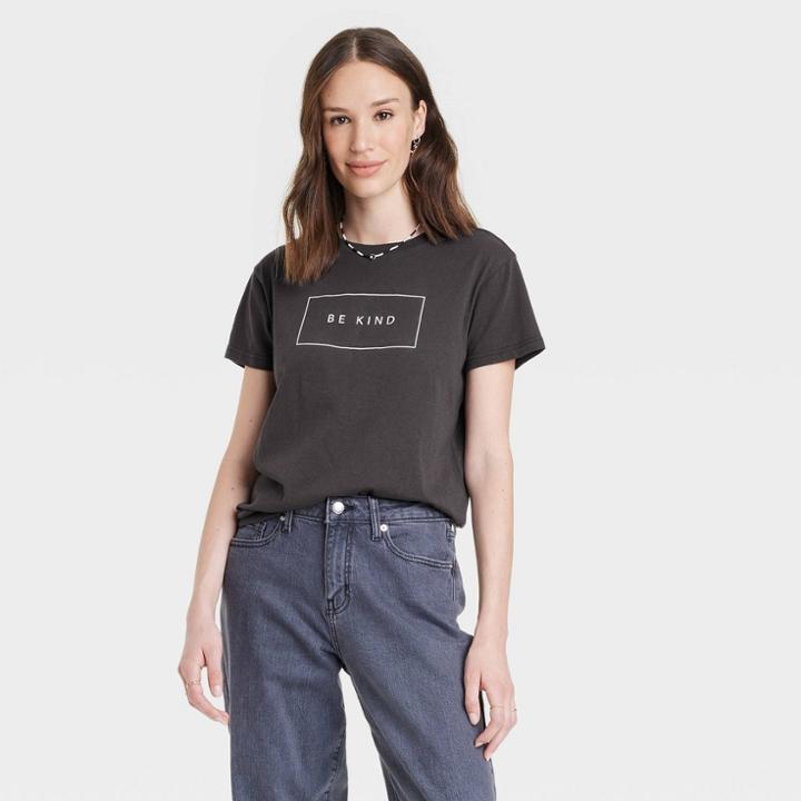 Doe. Women's Be Kind Short Sleeve Graphic T-shirt - Black