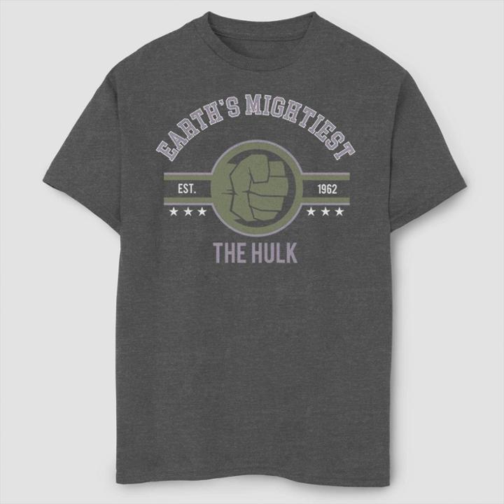 Boys' Marvel Mighty Hulk Short Sleeve T-shirt - Charcoal Heather