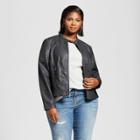 Plus Size Women's Plus Faux Leather Moto Jacket With Center Zip - Ava & Viv Black