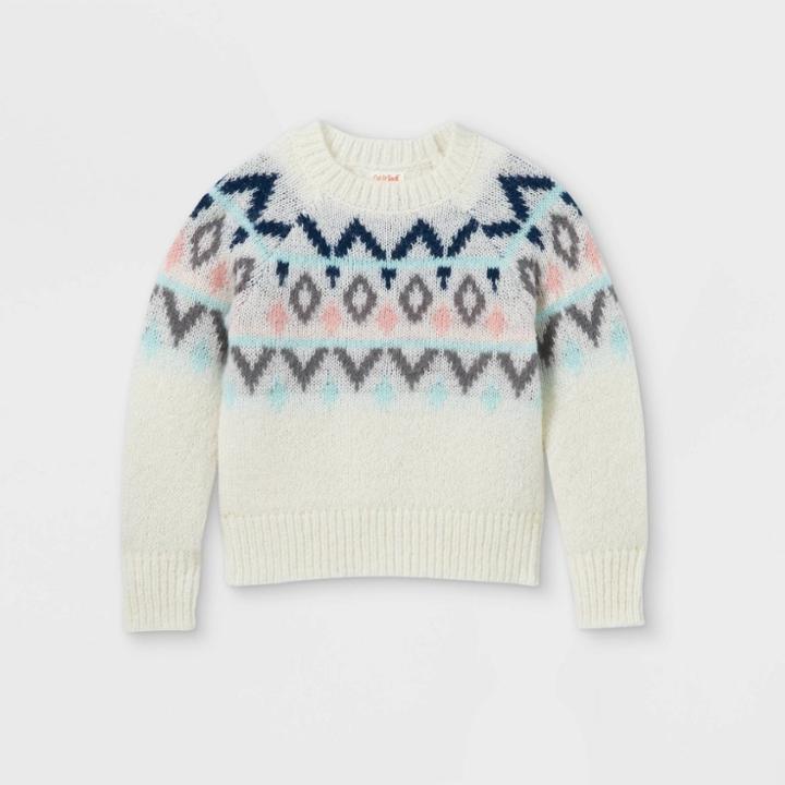 Girls' Fair Isle Pullover Sweater - Cat & Jack Cream