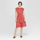 Women's Short Sleeve Crew Neck Tie Waist Dress - Who What Wear Red