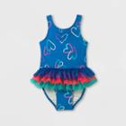 Toddler Girls' Heart Print Tutu One Piece Swimsuit - Cat & Jack Blue