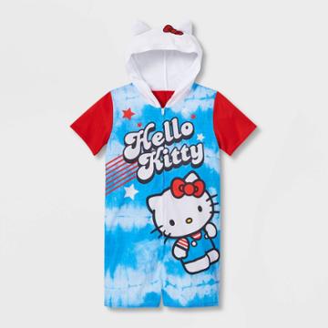 Girls' Hello Kitty Americana Pajama Romper - Red/blue