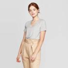 Women's Short Sleeve U-neck T-shirt - A New Day Heather Gray
