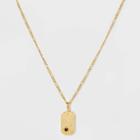Gold Over Silver Plated Garnet And Cubic Zirconia Tag Pendant Necklace - A New Day Gold