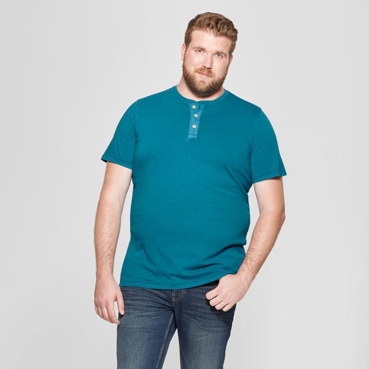 Men's Tall Short Sleeve Henley - Goodfellow & Co Underseas Teal