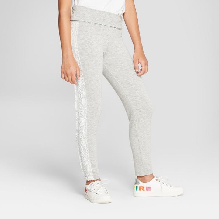 Girls' Lace Side Knit Leggings - Art Class Heather Gray