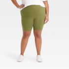 Women's Plus Size High-waisted Bike Shorts - Ava & Viv Green X