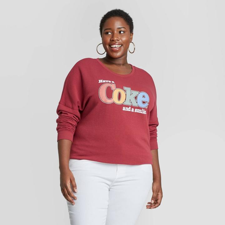 Women's Coca-cola Plus Size Enjoy A Coke Graphic Sweatshirt - Red