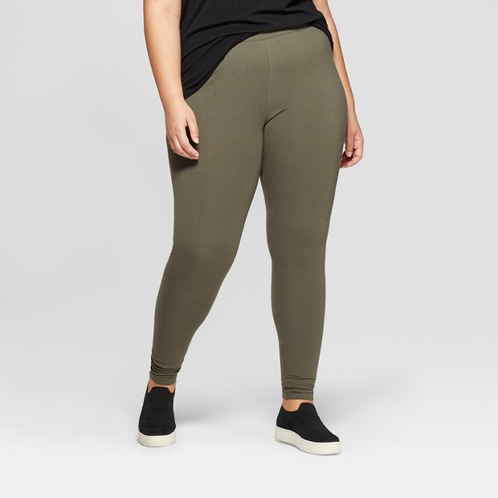 Women's Plus Size Ankle Length Leggings - Ava & Viv Olive (green) X