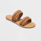 Women's Kimmy Wide Width Slide Sandals - Universal Thread Cognac