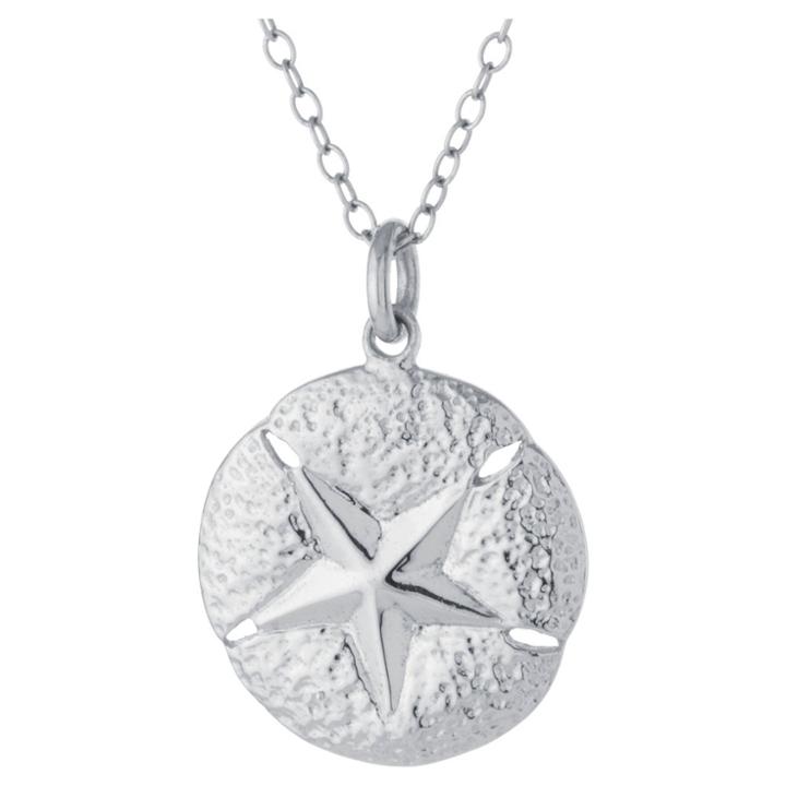 Target Sterling Silver Sand Dollarpendant - Silver (18), Women's, Size: L: 16mm X W: 15.4mm - Chain: