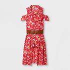 Lots Of Love By Speechless Girls' Tea Length Off The Shoulder Walk Thru Dress - Fuchsia