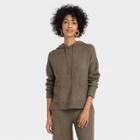 Women's Crewneck Hooded Pullover Sweater - A New Day Brown