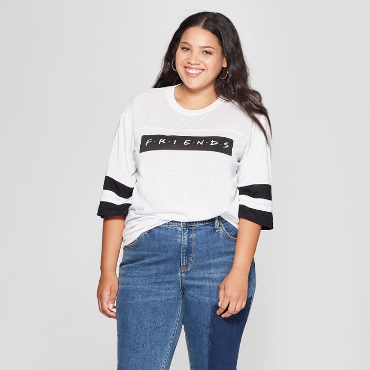 Women's Friends Plus Size Short Sleeve Logo Graphic T-shirt (juniors') White/black