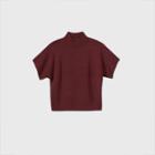 Women's Short Sleeve High Neck Pullover Sweater - Prologue Burgundy