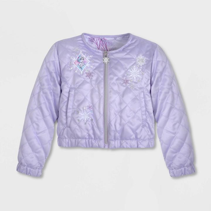 Girls' Disney Frozen Bomber Jacket - Purple 3 - Disney
