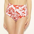 Women's Sun Coast Cheeky Shiny Texture High Waist Bikini Bottom - Shade & Shore Coral