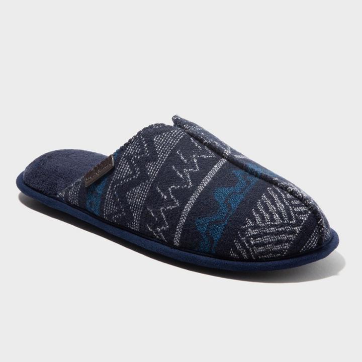 Men's Dearfoams Memory Foam Scuff Slipper - Navy Print