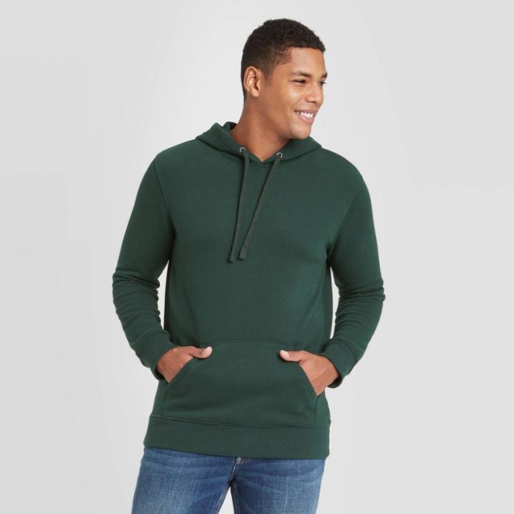 Men's Regular Fit Fleece Pullover Hoodie - Goodfellow & Co Dark Green