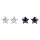 Journee Collection 1 Ct. T.w. Star-cut Cz Prong Set Stud Earrings Set In Sterling Silver - Dark Purple/white, Girl's