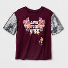 Girls' Sequin Graphic T-shirt - Art Class Burgundy (red)