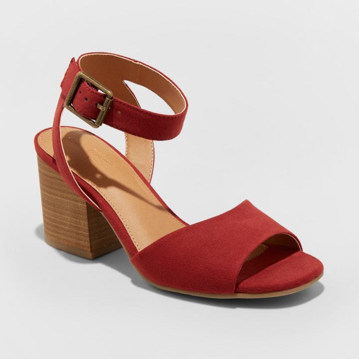 Women's Megan Wide Width Quarter Strap Heeled Pump Sandals - Universal Thread Red 10w,