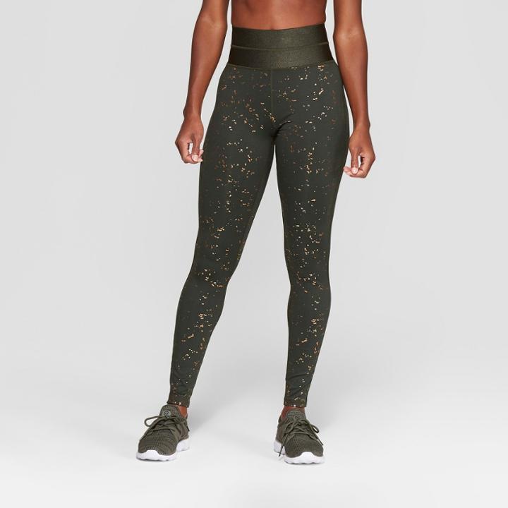 Women's Everyday High-waisted Leggings - C9 Champion Dark Green Fleck Print