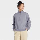 Women's Fleece Quarter Zip Sweatshirt - A New Day Dark Gray