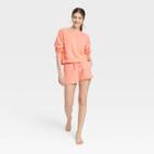 Women's Fleece Lounge Shorts - Colsie Coral Orange