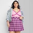 Women's Plus Size Lace Trim Tiny Tank Top - Wild Fable Pink
