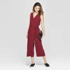 Women's Sleeveless V-neck Jumpsuit - A New Day Burgundy