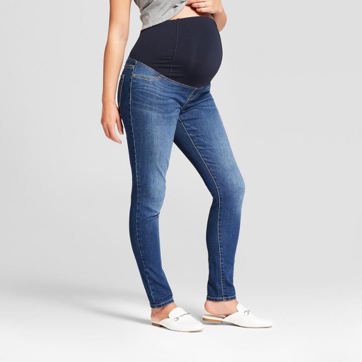 Maternity Crossover Panel Jeggings - Isabel Maternity By Ingrid & Isabel Dark Wash 2, Women's, Blue