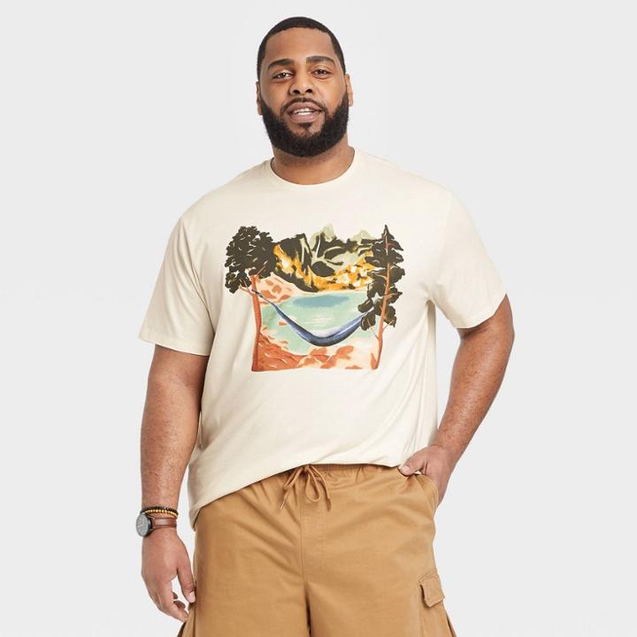 Men's Big & Tall Printed Graphic T-shirt - Goodfellow & Co Ivory/tree