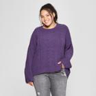 Women's Plus Size Chenille Cable Pullover Sweater - Universal Thread Dark Purple X