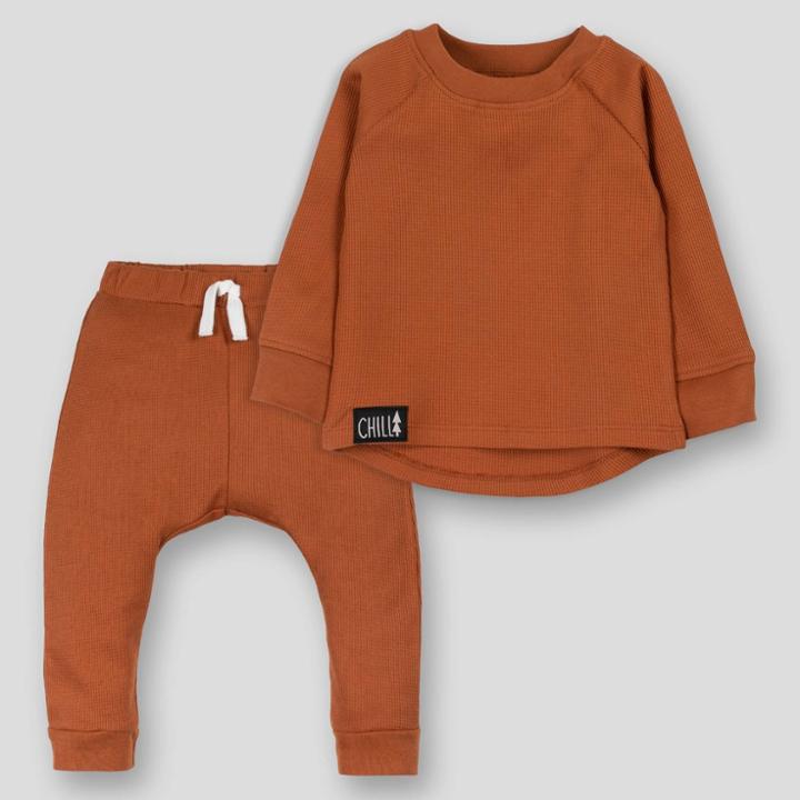 Lamaze Baby Organic Cotton 3pc Adobe Thermal Loungewear Set - Chestnut